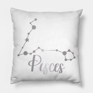 Pisces Zodiac Constellation in Silver Pillow