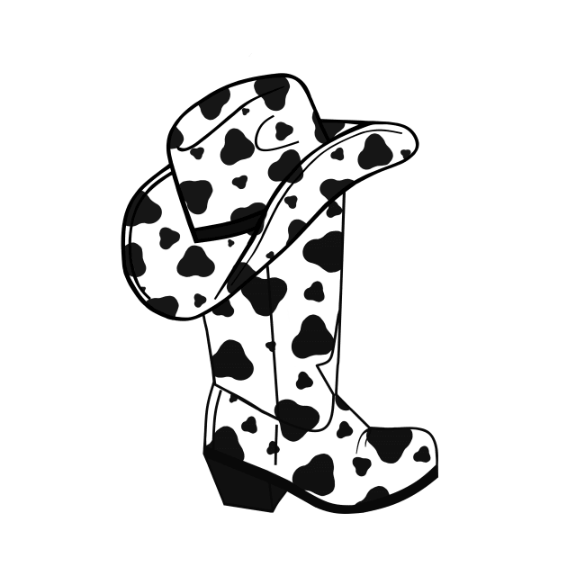 BLACK Cow Spots Line Dance Boots - Country Western Art by SartorisArt1