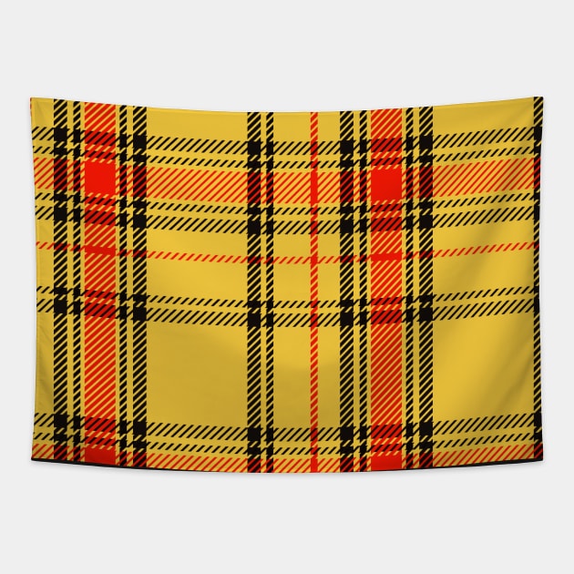 Academia Plaid Tartan in Yellow, Red, and Black Tapestry by gloobella