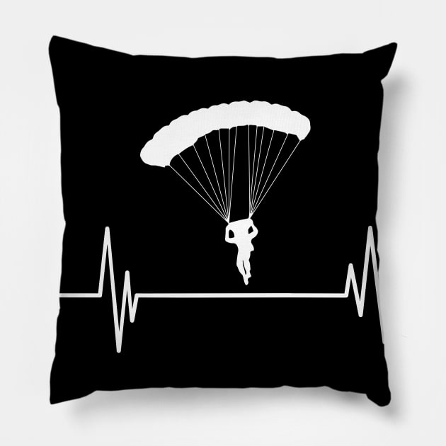 Heartbeat skydiving - parachuting, Skydivers gift Parachute Jump Heartbeat, Pillow by mezy