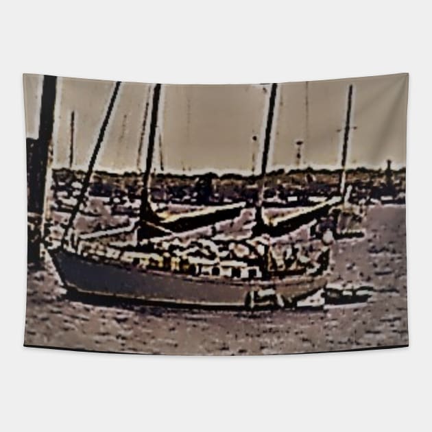 Sail Boat on the Indian River at Lee Wenner Park, Cocoa Village, Fl Tapestry by AJDesignsstuff