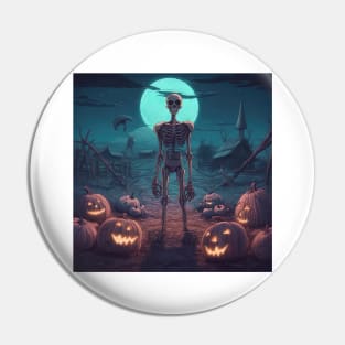 lonely skeleton during halloween Pin