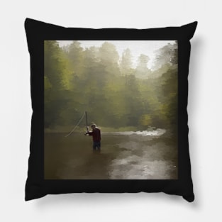 Fishing In The Pinewoods Pillow
