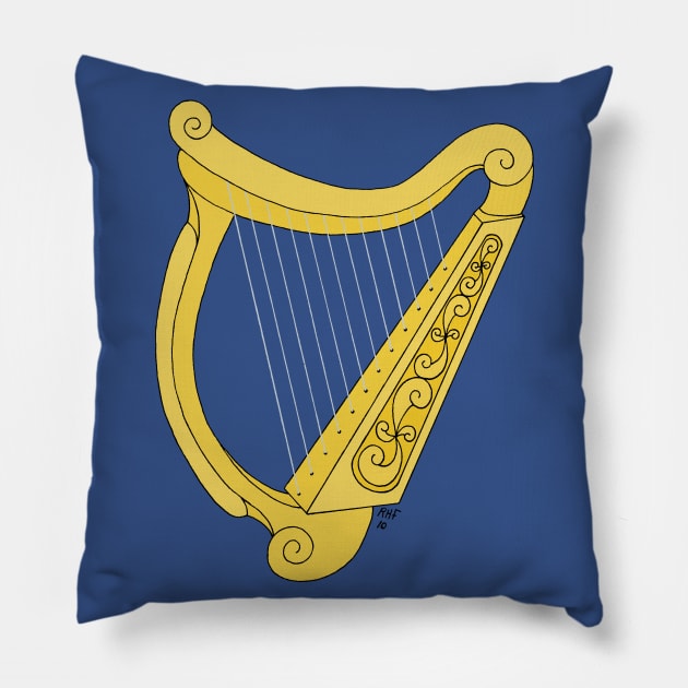 Irish Harp Pillow by AzureLionProductions