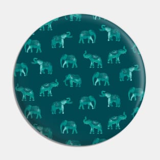 Dark Teal Indian Elephants Pin