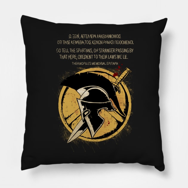 The Spartan Epitaph Pillow by Hellustrations