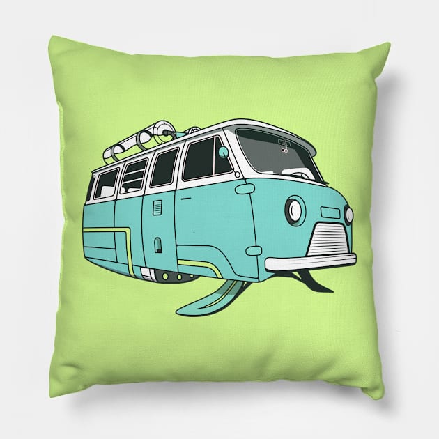 Retrofuturistic car Pillow by Alex Maximoff