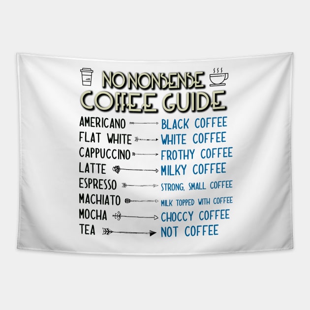 No Nonsense Coffee Guide Tapestry by bullshirter