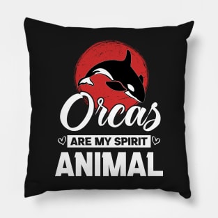 Orcas Are My Spirit Animal Japan Flag Funny Orca Whale quote Pillow