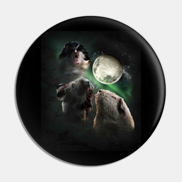 3 Guinea Pig Moon, Wolf Wolves Howling Pin by Random Galaxy