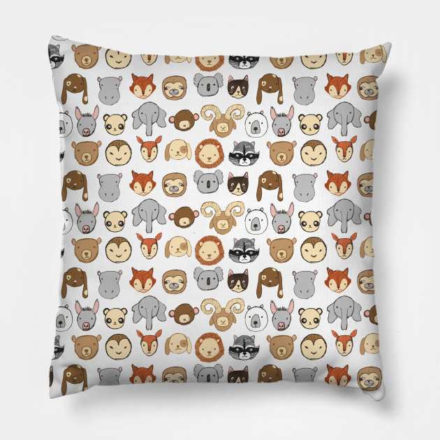 Animals - dense - white Pillow by crumpetsandcrabsticks