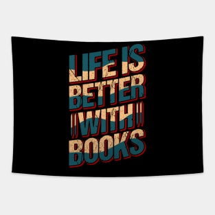 LIFE IS BETTER WITH BOOKS - book puns Tapestry