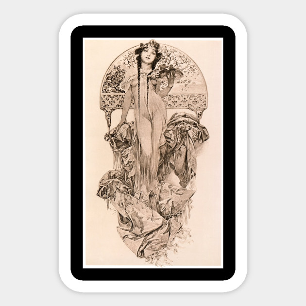Alfons Mucha Art Nouveau Art Deco Beautiful Young Woman Food Art
