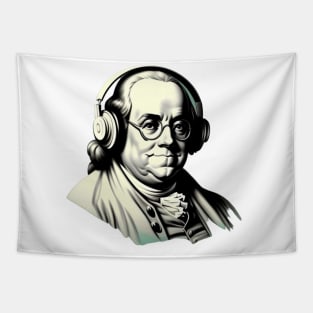 Benjamin Franklin with Retro Headphones Tapestry