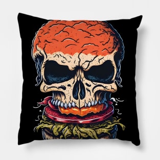 Scary Burger Skull Pillow