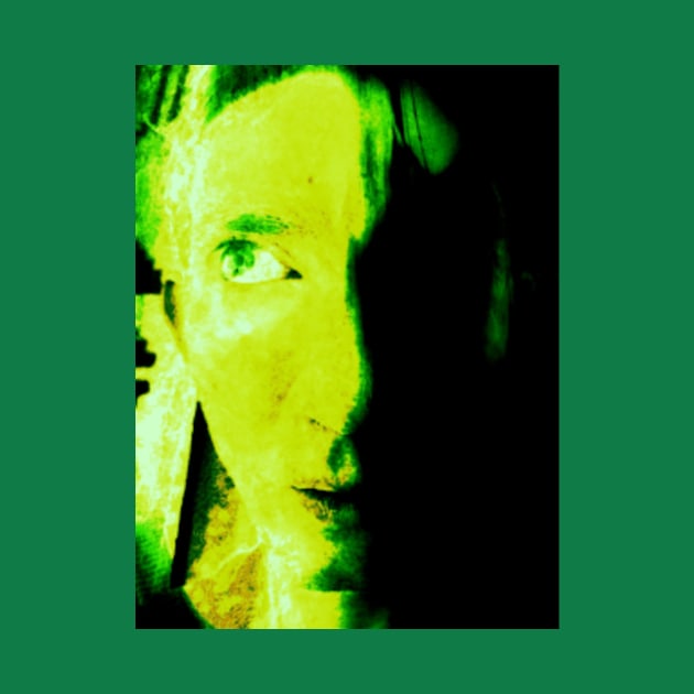 Portrait, digital collage, special processing. Weird and bizarre. Face of man, thinking about something. Green. by 234TeeUser234