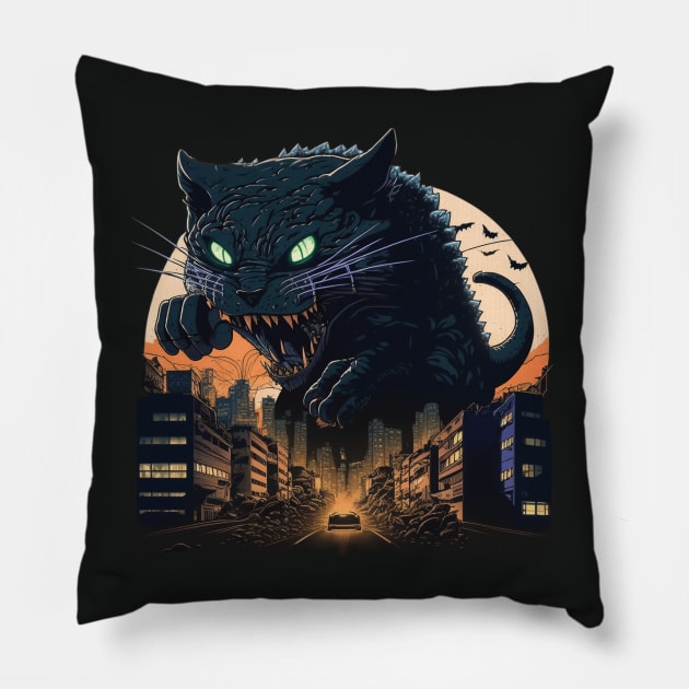 Attack of Kaiju Cat Pillow by Astroman_Joe