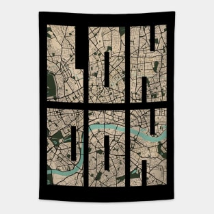 London, England City Map Typography - Vintage Tapestry