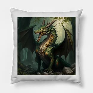 Green Dragon in the Swamp Pillow