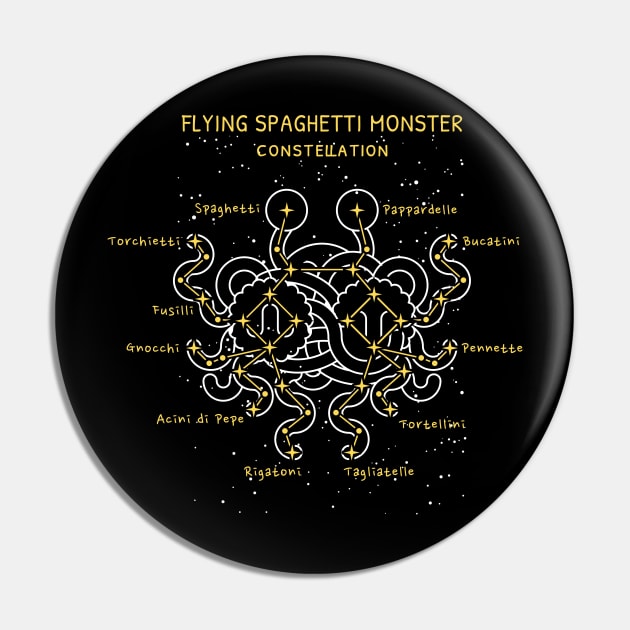 Flying Spaghetti Monster Constellation Pin by ShirtBricks