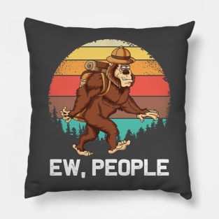 Ew, People Bigfoot Retro Sunset Hiking Outdoors Pillow