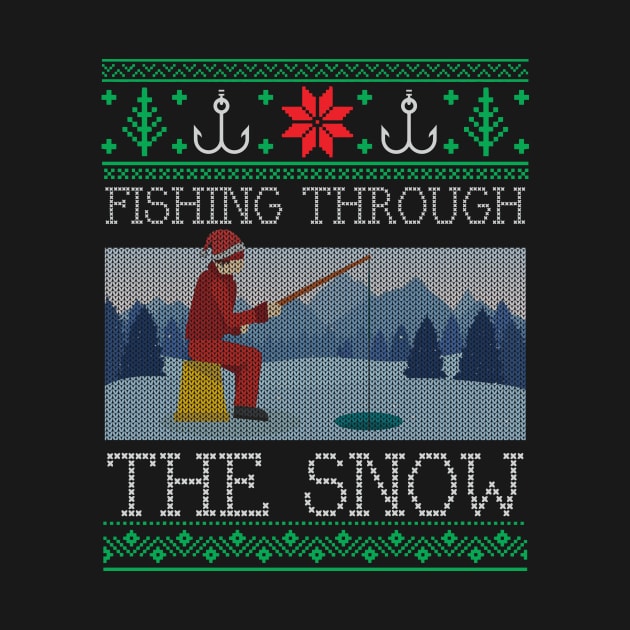 Christmas Ice Fishing Through Snow Fishing Ugly Christmas Sweater by mrsmitful01