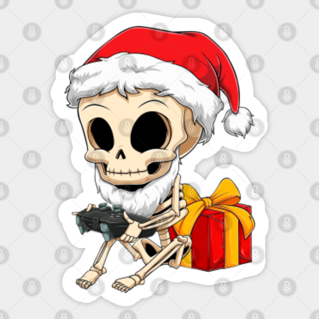 Santa Skeleton Gamer Christmas Video Game Xmas Gaming Boys - Christmas Gaming - Sticker | TeePublic Santa Skeleton Gamer Christmas Video Game Xmas Gaming Boys - Christmas Gaming - Sticker | TeePublic