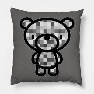 Black White Pixel Checks Bear Pillow