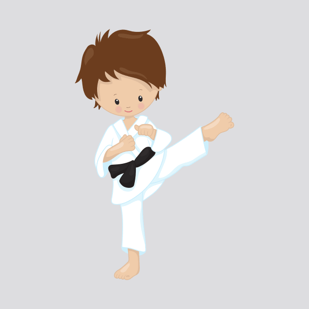 Karate Boy, Cute Boy, Black Belt, Brown Hair by Jelena Dunčević