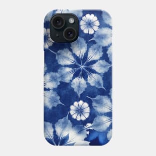 Floral Japanese Shibori Pattern Indigo Blue Phone Case