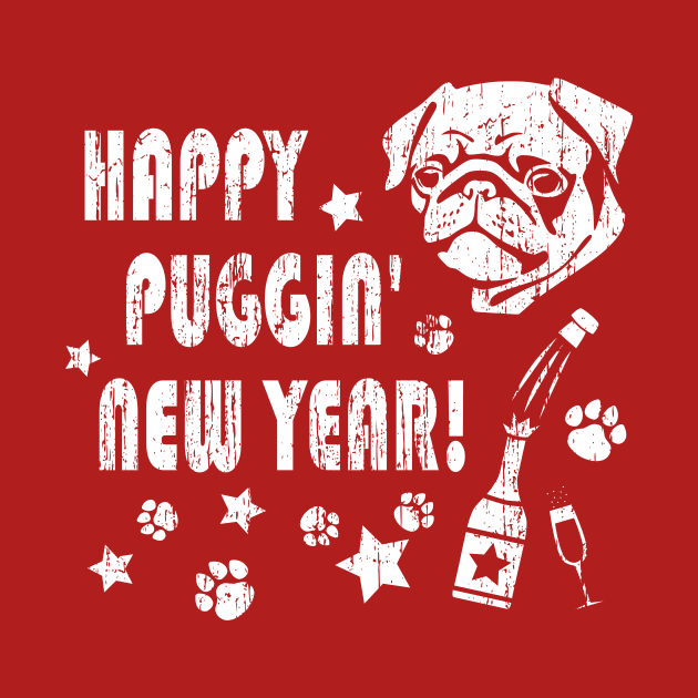 Funny New Years Shirt with a Pug Dog by LacaDesigns