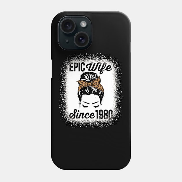 Epic Wife Since 1980 Messy Hair Bun Anniversary Phone Case by RadStar