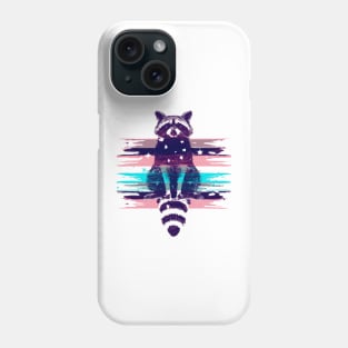 Glitchy Trippy Retro Raccoon Washed Out  Artwork T Shirt Phone Case