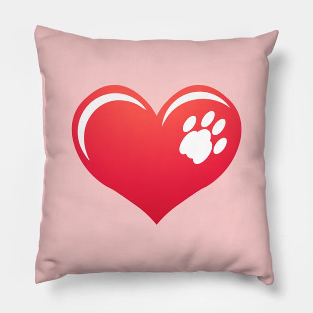 Paw on Heart Pillow by RawSunArt