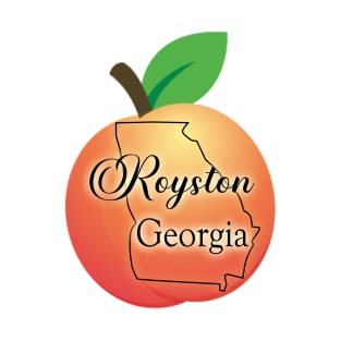 Royston Georgia State Outline on Peach T-Shirt
