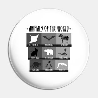 'Animals Of The World' Funny Animals Gift Pin