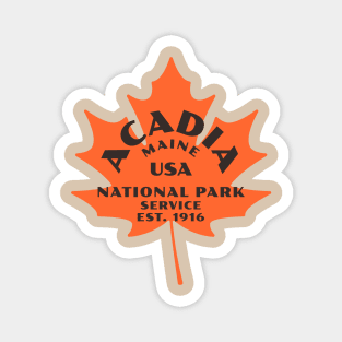 Acadia National Park Maple Leafe Logo Magnet