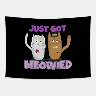 Just Got Meowied Funny Cat Tapestry