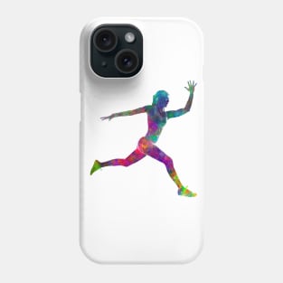 Woman runner running jumping Phone Case