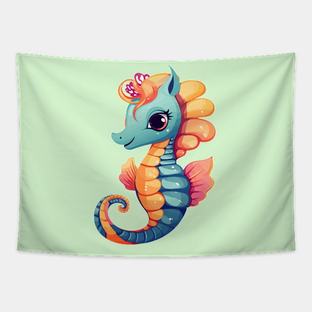 cute seahorse cartoon Tapestry by H2Ovib3s