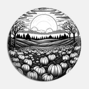 Vintage Retro White Night Of Pumpkins in the Patch Pin