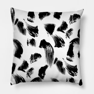 Black over White Brushtroke Dots Pillow