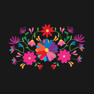 Otomí mexican flowers embroidery boho chic cinco de mayo colorful fiesta T-Shirt