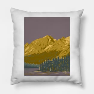 String Lake in Grand Teton National Park Wyoming USA WPA Art Poster Pillow