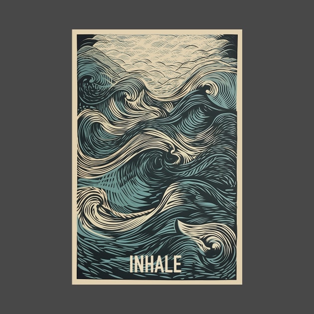 Inhale Waves Meditation Yoga by One Eyed Cat Design