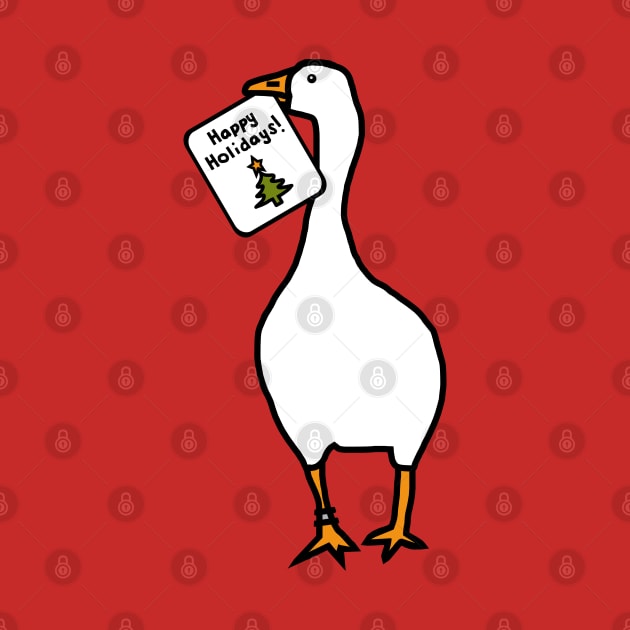 Annoying Christmas Goose Steals Happy Holidays Card by ellenhenryart