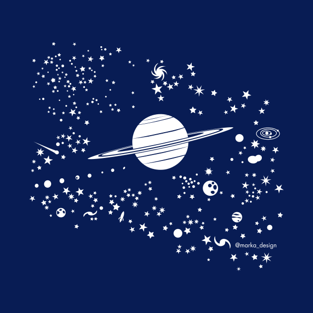 Saturn starry night sky by Markadesign