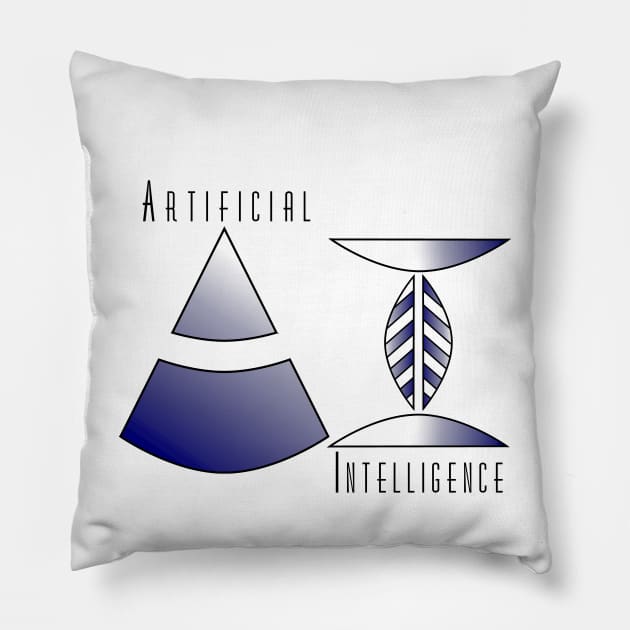 Artificial Intelligence | Geometric Letters Slogan White Pillow by aRtVerse