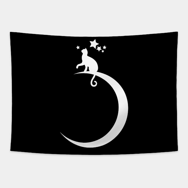 Cat and Moon Tapestry by Scailaret