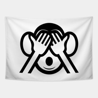 3 Wise Monkeys Mizaru 見ざる See NO Evil Emoji Tapestry